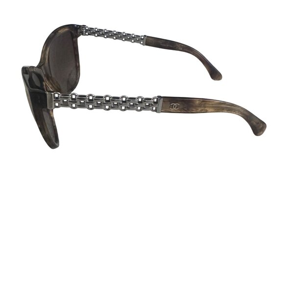 Chanel Cat Eye Sunglasses With Chain Temples & Brown Gradient Lenses - Picture 3 of 8